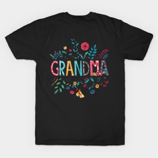 Grandma Flower Christmas Birthday Mother's Day T-Shirt